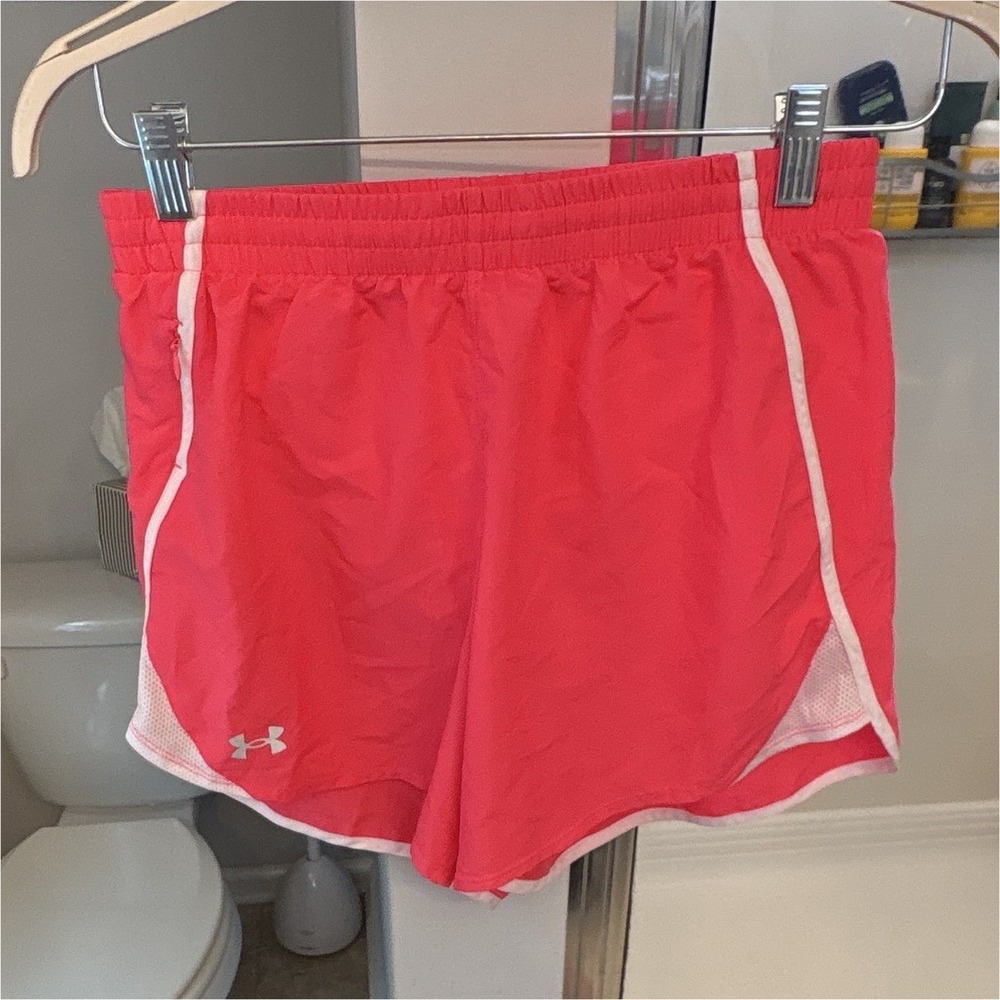 Under Armour Women's Small Pink Running Shorts Lined Athletic‎ Gym Elastic Waist